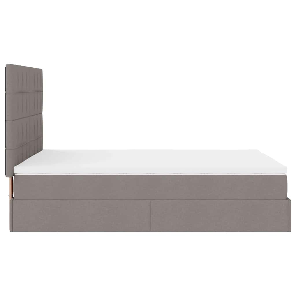 Ottoman krevet s madracem, taupe boja, 140x190 cm, tkanina