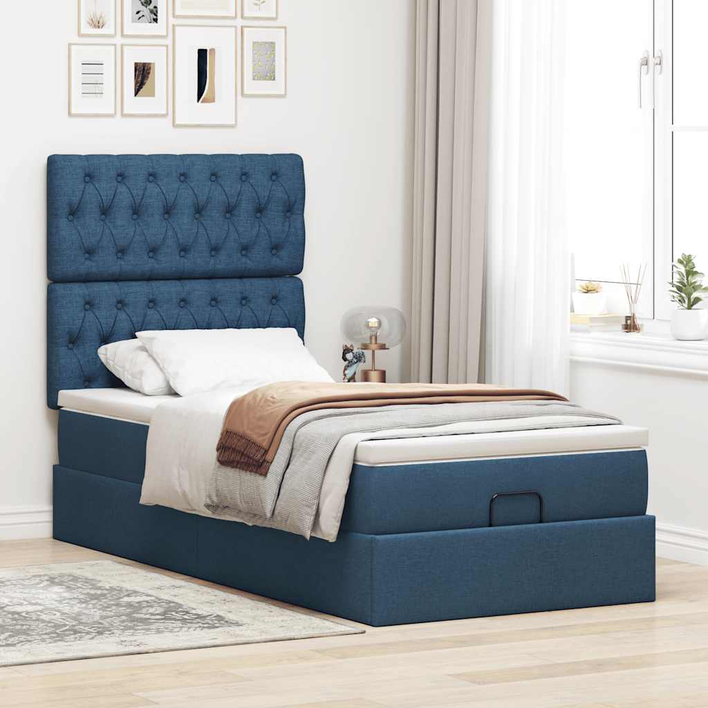 Ottoman krevet s madracem plavi 80x200 cm tkanina