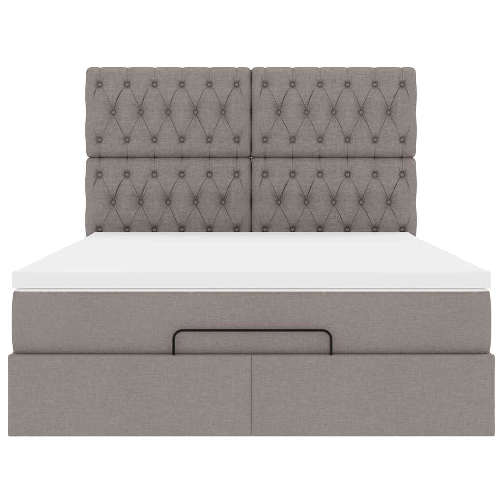 Ottoman krevet s madracem, taupe boja, 140x190 cm, tkanina