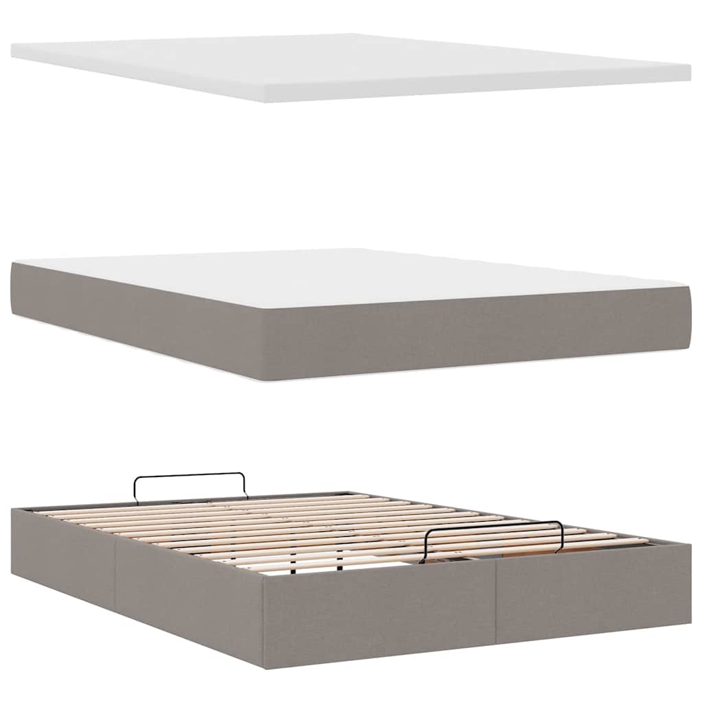 Ottoman krevet s madracem, taupe boja, 140x190 cm, tkanina