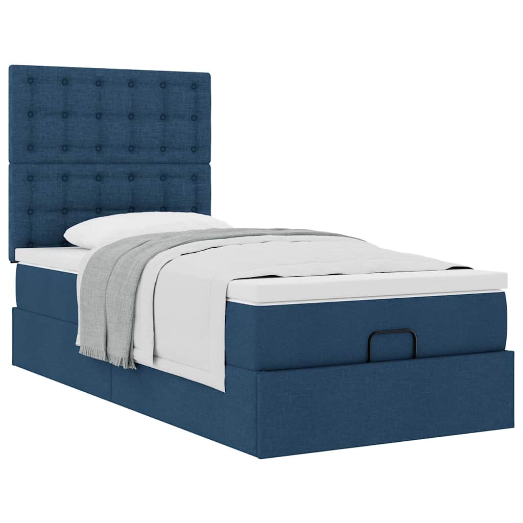 Ottoman krevet s madracem plavi 80x200 cm tkanina