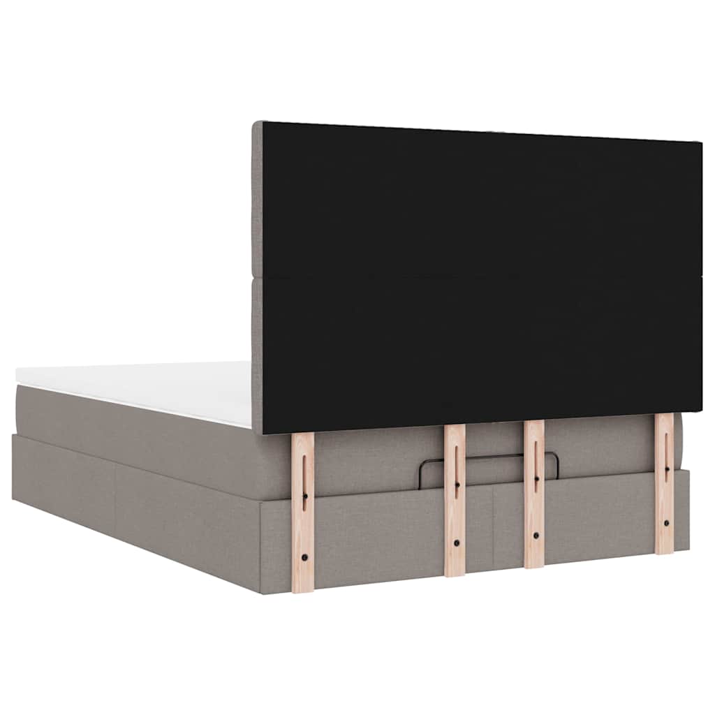 Ottoman krevet s madracem, taupe boja, 140x190 cm, tkanina