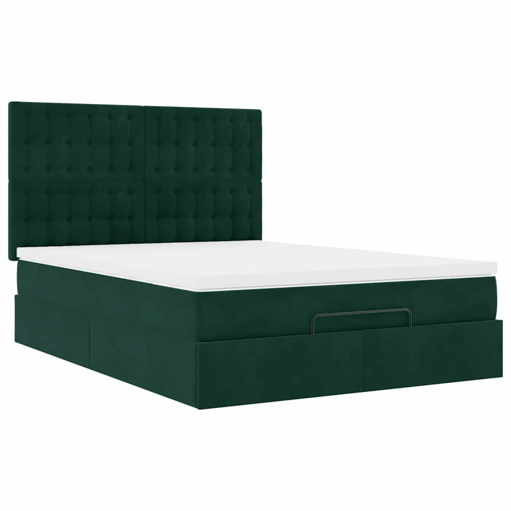 Ottoman krevet s madracima tamnozeleni 140x190 cm baršun
