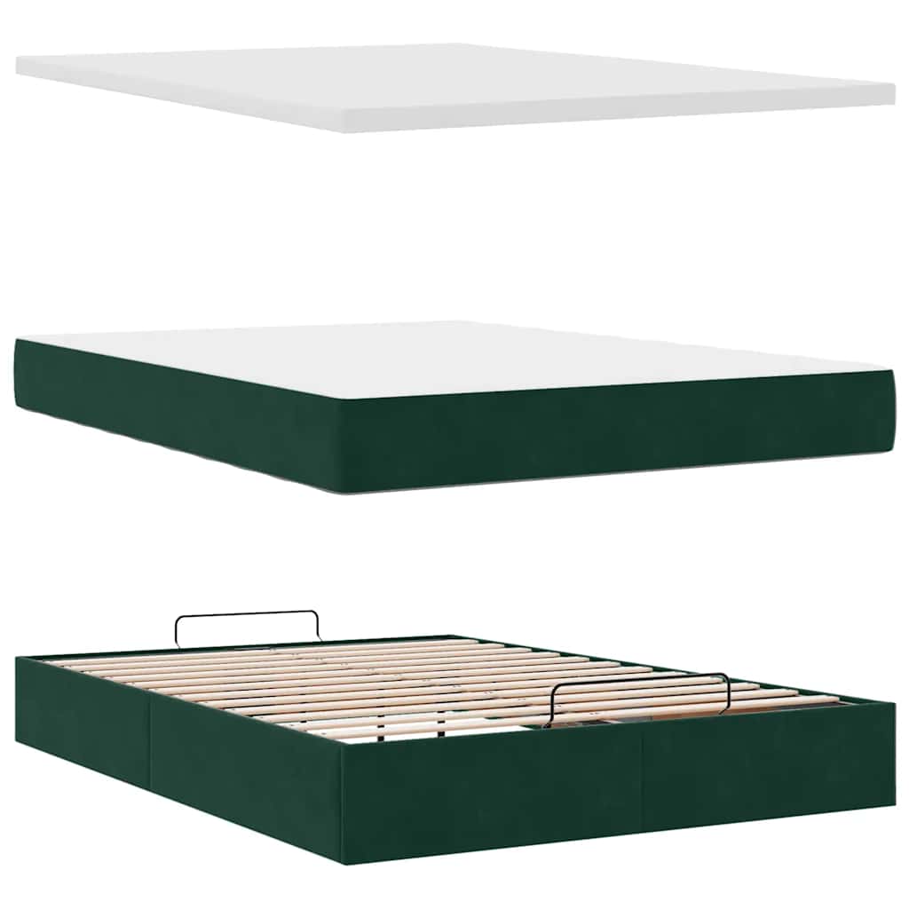 Ottoman krevet s madracima tamnozeleni 140x190 cm baršun