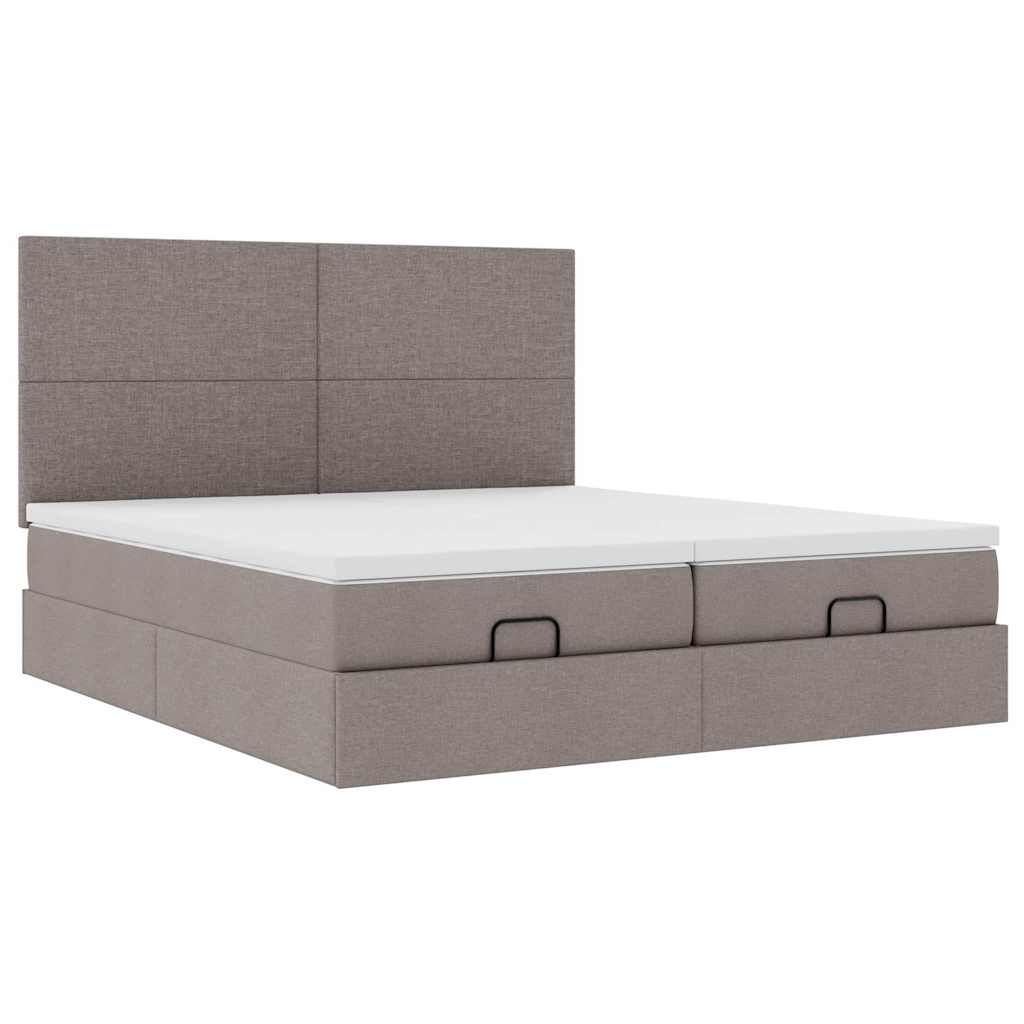 Ottoman krevet s madracima, taupe 160x200 cm, tkanina