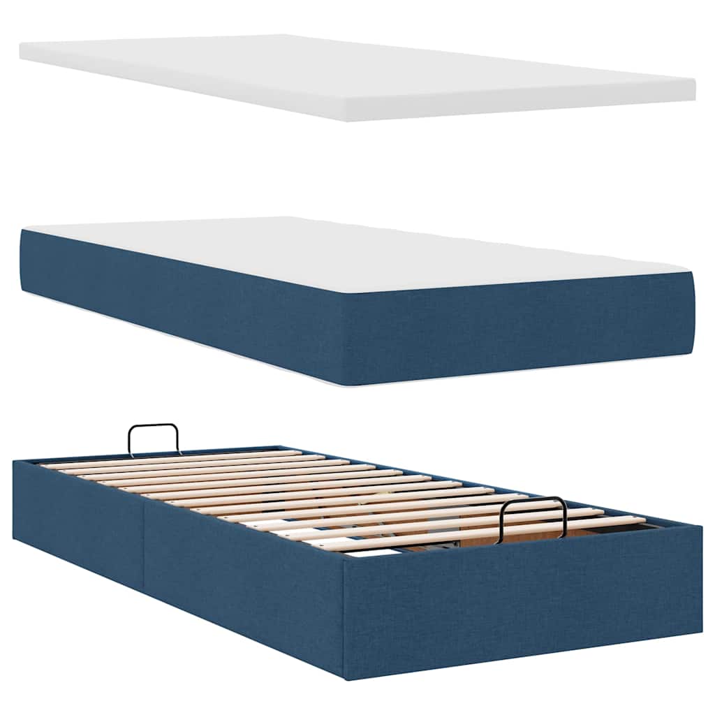 Ottoman krevet s madracima plavi 160x200 cm tkanina