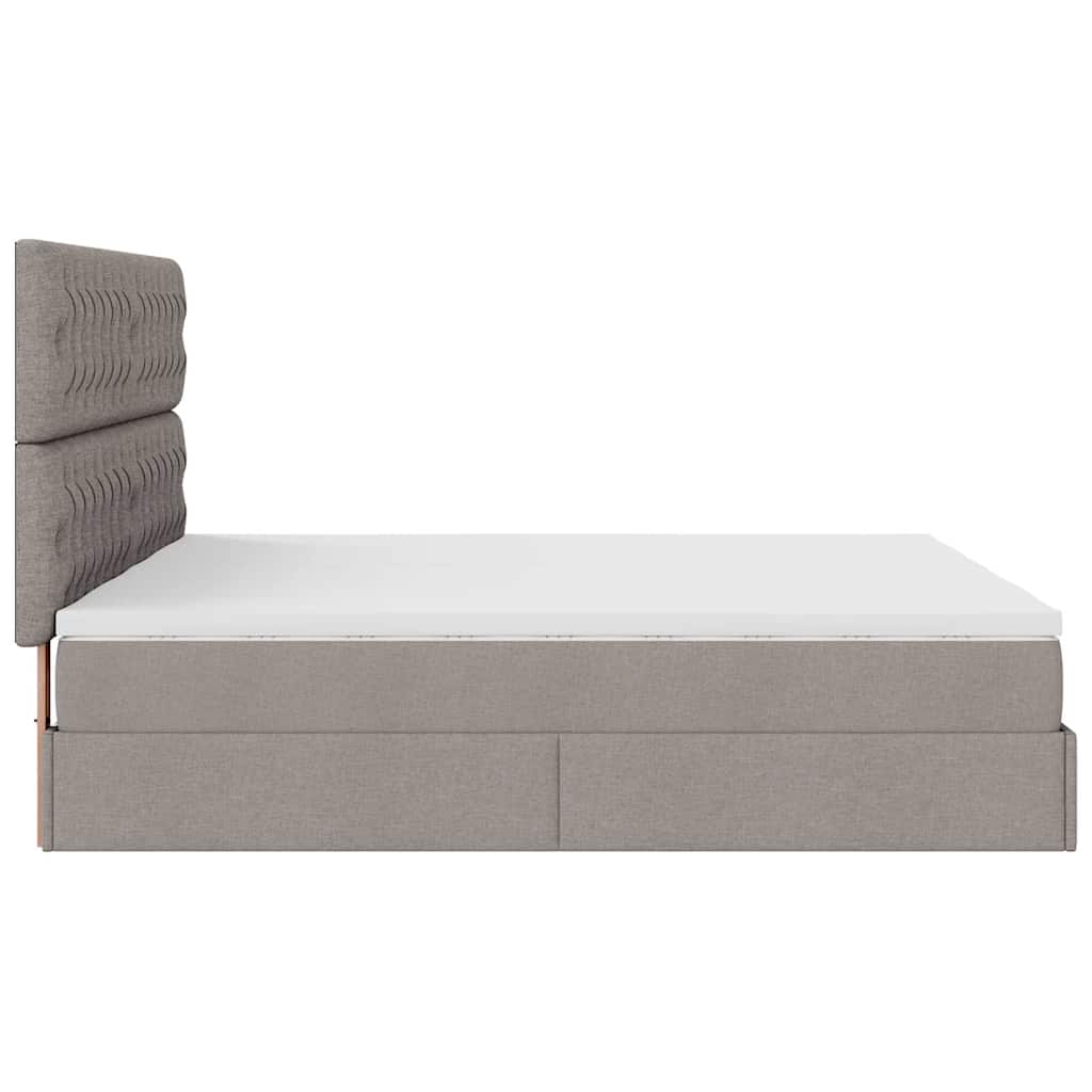 Ottoman krevet s madracima, taupe 160x200 cm, tkanina