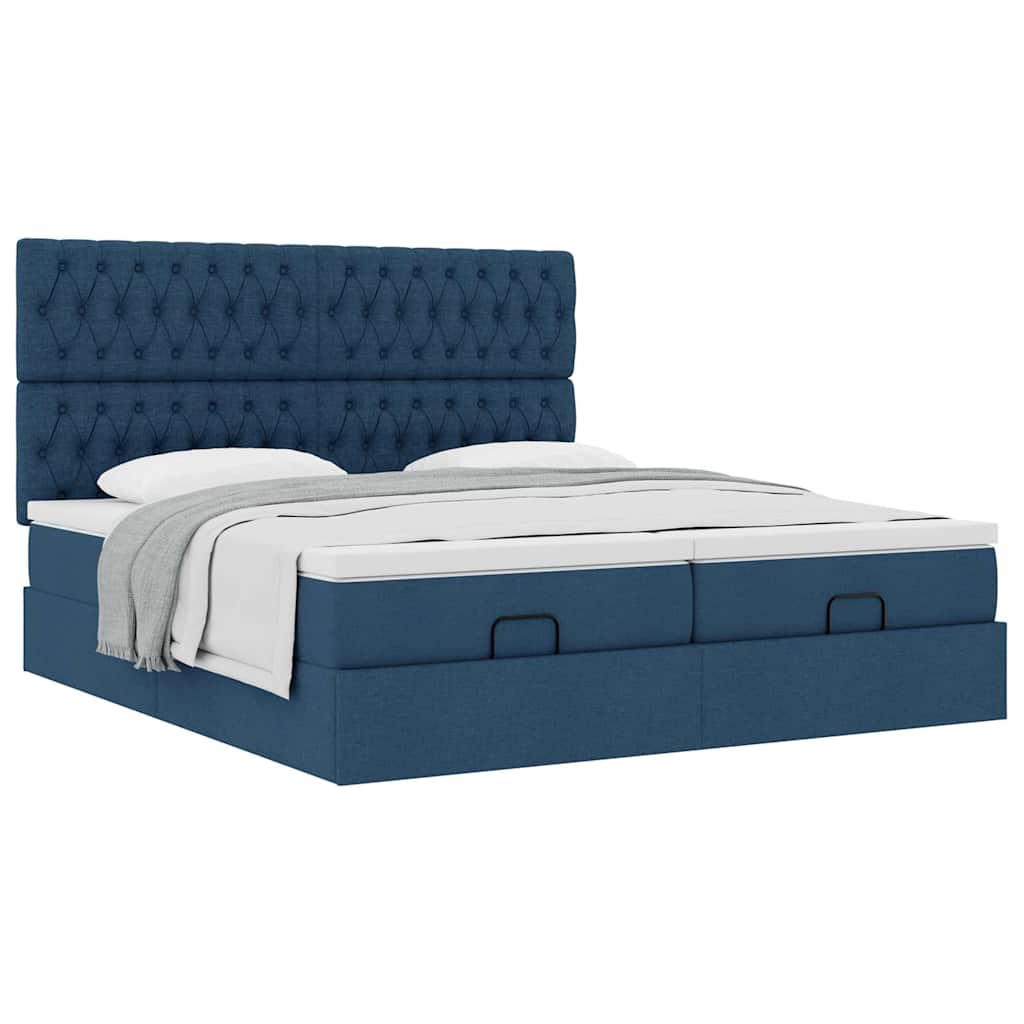 Ottoman krevet s madracima plavi 160x200 cm tkanina