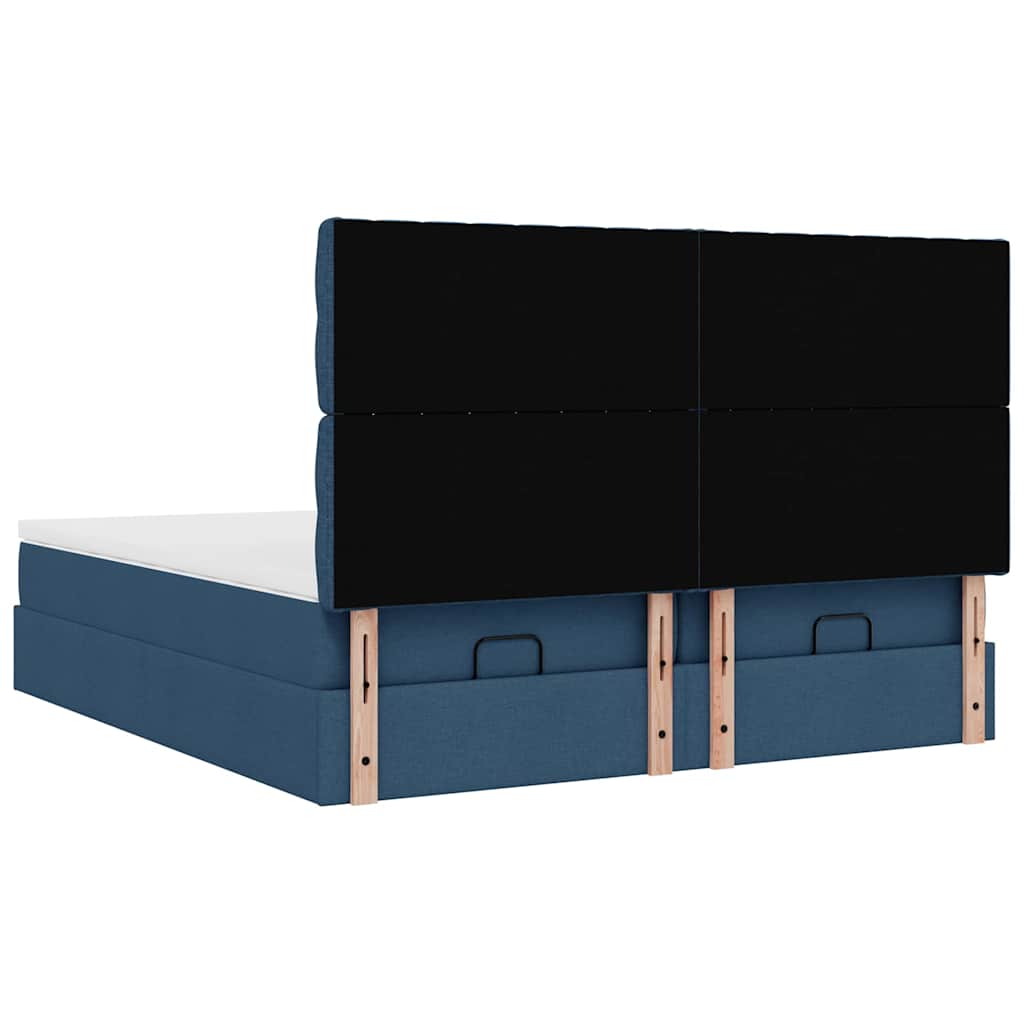 Ottoman krevet s madracima plavi 160x200 cm tkanina