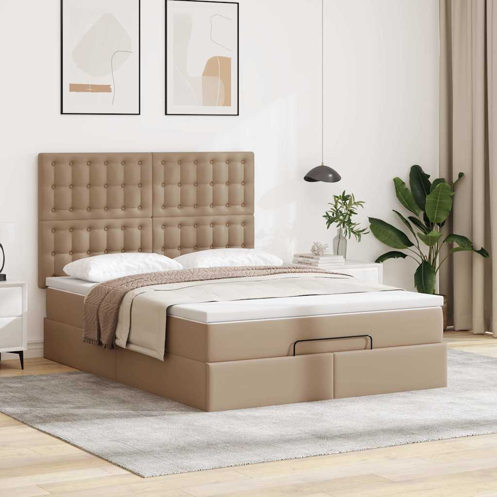 Ottoman krevet s madracem i LED diodama Cappuccino 140x190 cm umjetna koža