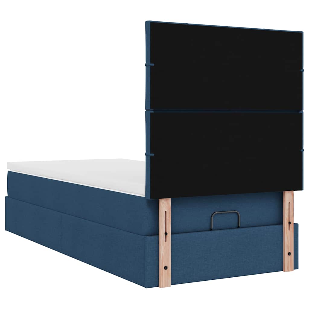 Ottoman krevet s madracem i LED diodama plavi 80x200 cm tkanina