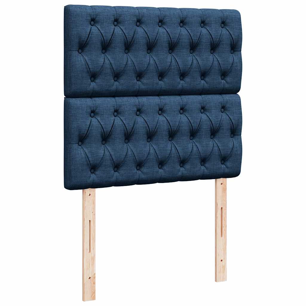 Ottoman krevet s madracem i LED diodama plavi 80x200 cm tkanina