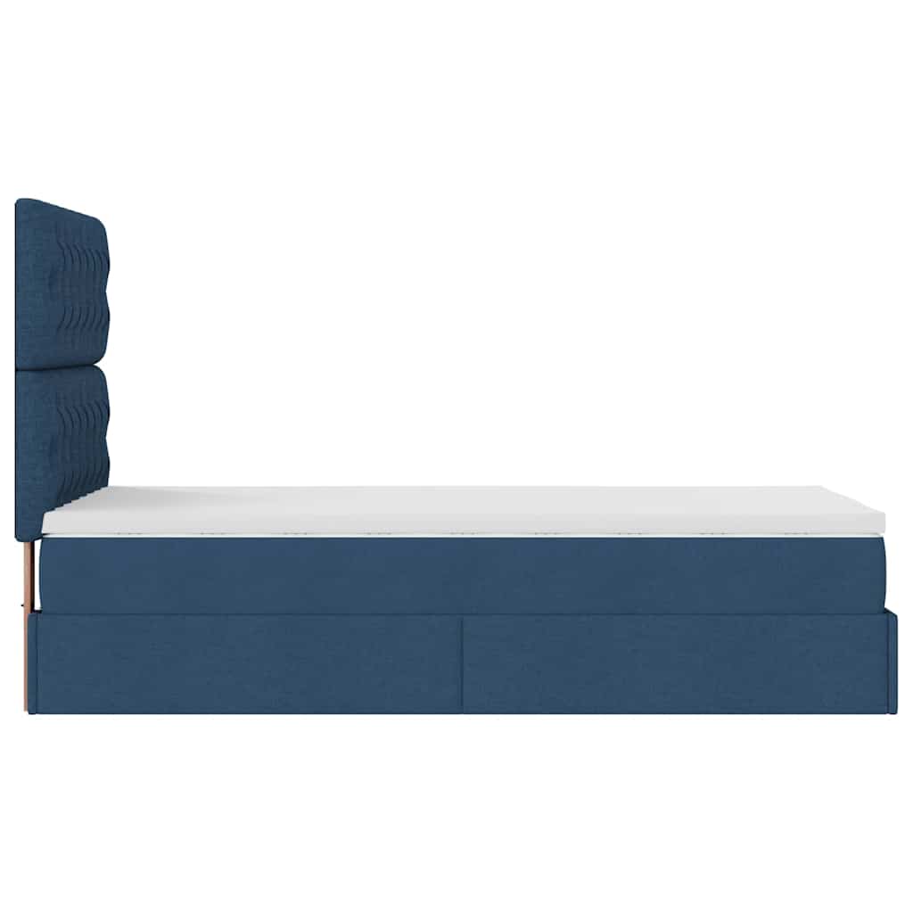Ottoman krevet s madracem i LED diodama plavi 80x200 cm tkanina