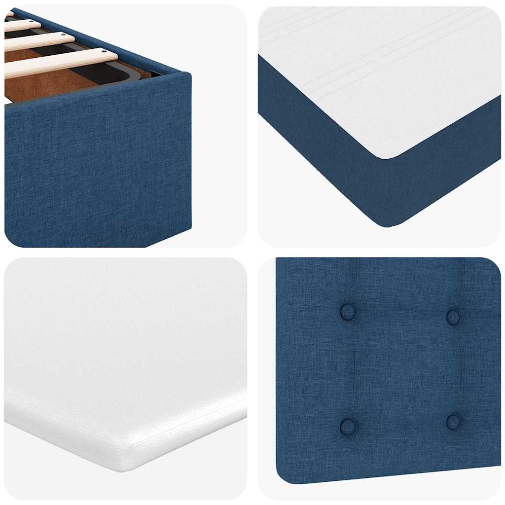 Ottoman krevet s madracem i LED diodama plavi 80x200 cm tkanina