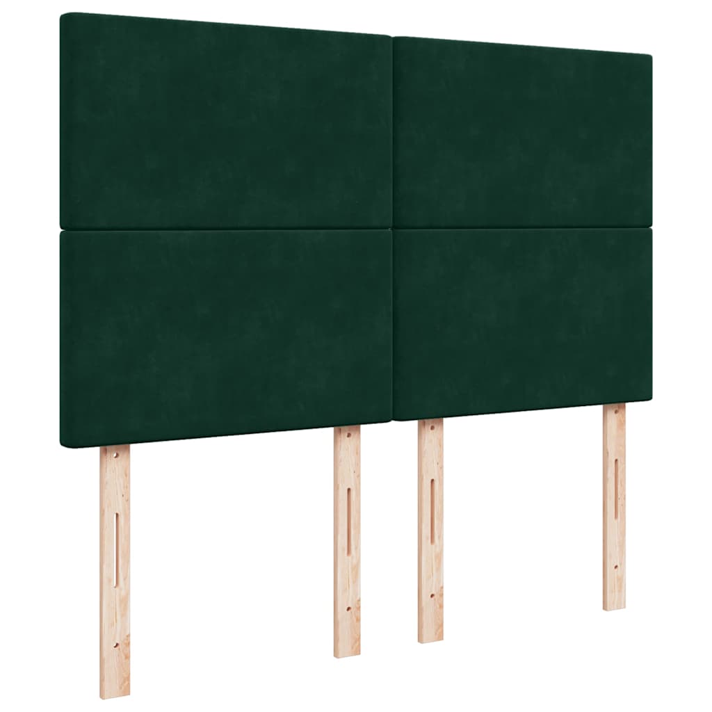 Ottoman krevet s madracima i LED diodama tamnozeleni 140x190 cm baršun