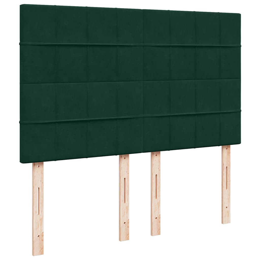 Ottoman krevet s madracima i LED diodama tamnozeleni 140x190 cm baršun
