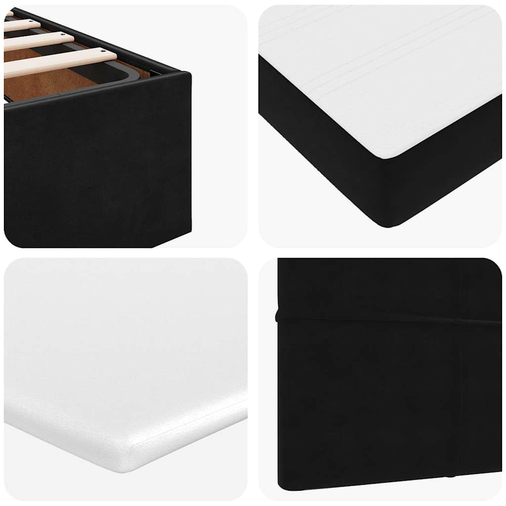 Ottoman krevet s madracima i LED diodama crni 140x200 cm baršun