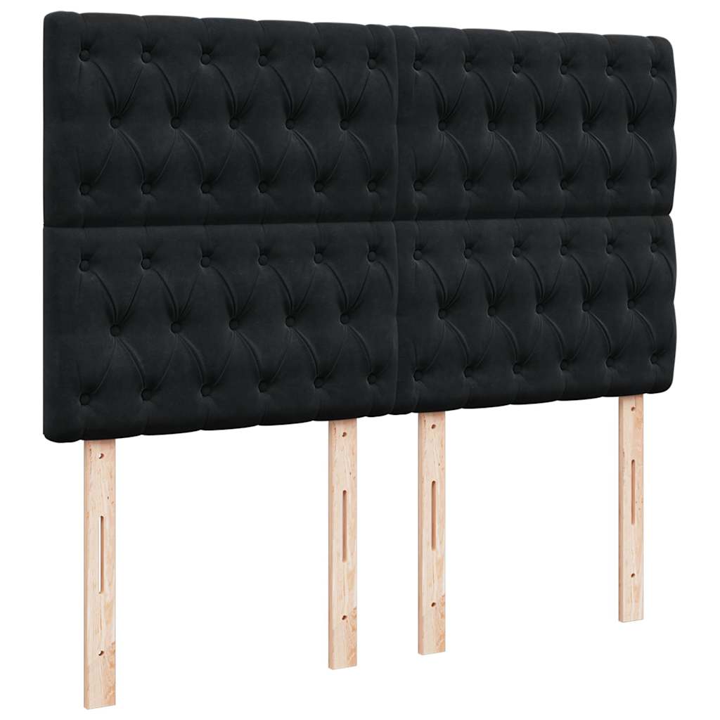 Ottoman krevet s madracima i LED diodama crni 140x200 cm baršun