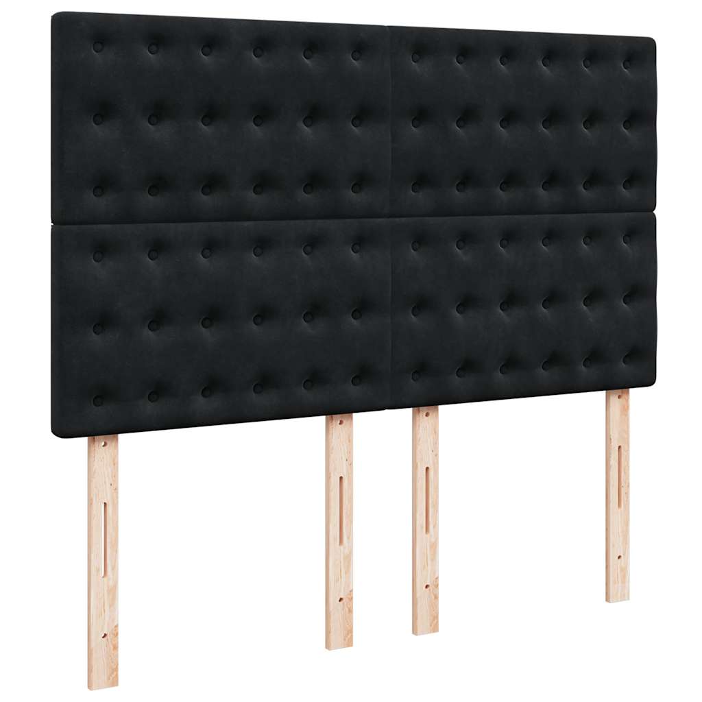 Ottoman krevet s madracima i LED diodama crni 140x200 cm baršun