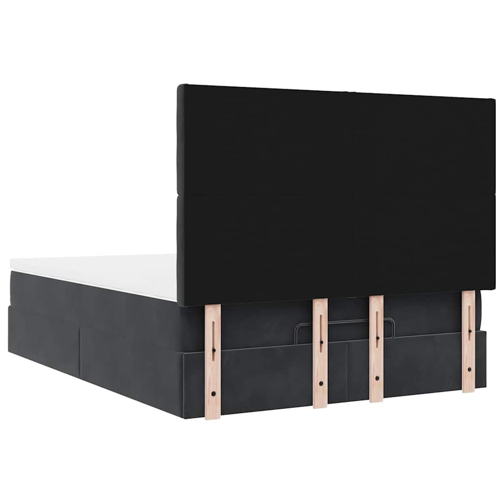Ottoman krevet s madracima i LED diodama crni 140x200 cm baršun