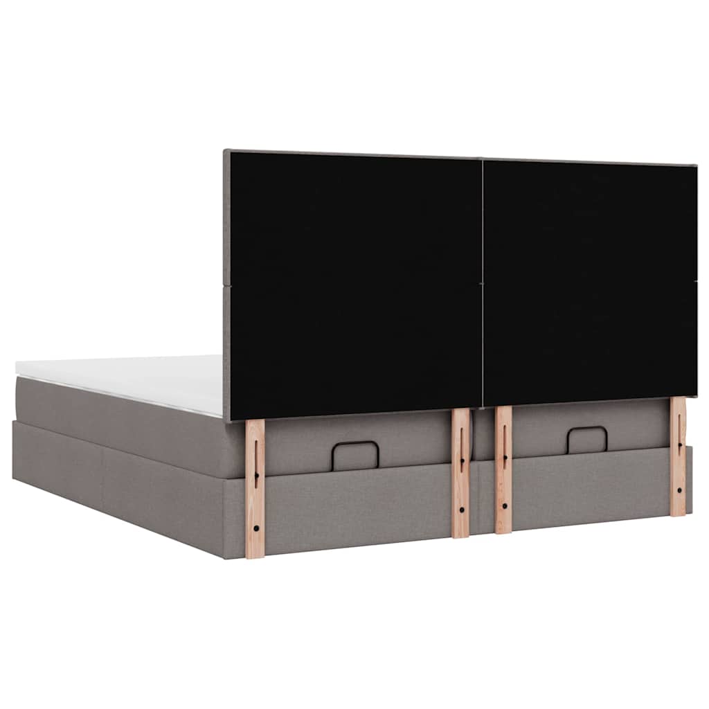 Ottoman krevet s madracima i LED diodama boje taupe 160x200 cm, tkanina