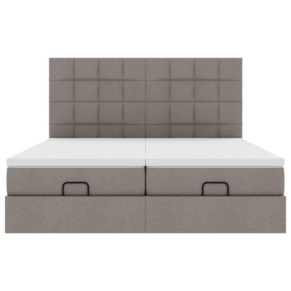 Ottoman krevet s madracima i LED diodama boje taupe 160x200 cm, tkanina