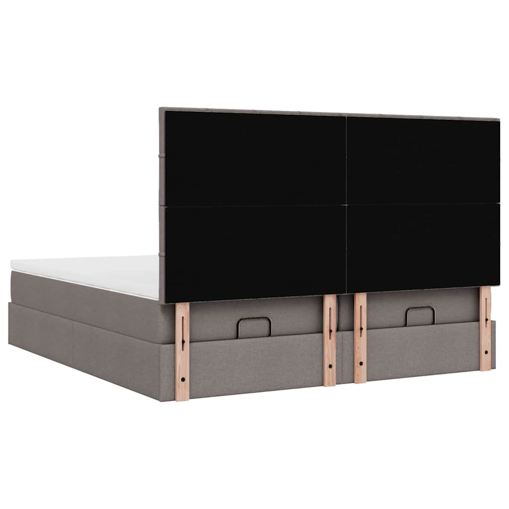 Ottoman krevet s madracima i LED diodama boje taupe 160x200 cm, tkanina