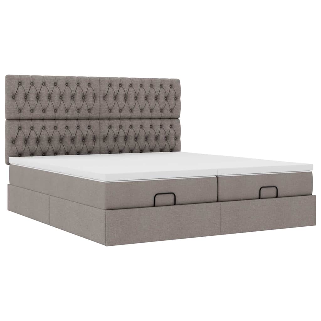 Ottoman krevet s madracima i LED diodama boje taupe 160x200 cm, tkanina