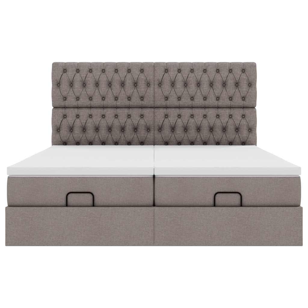 Ottoman krevet s madracima i LED diodama boje taupe 160x200 cm, tkanina
