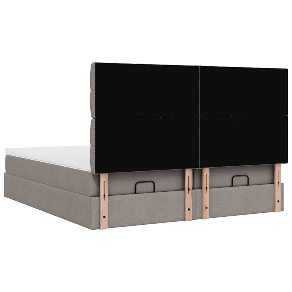 Ottoman krevet s madracima i LED diodama boje taupe 160x200 cm, tkanina