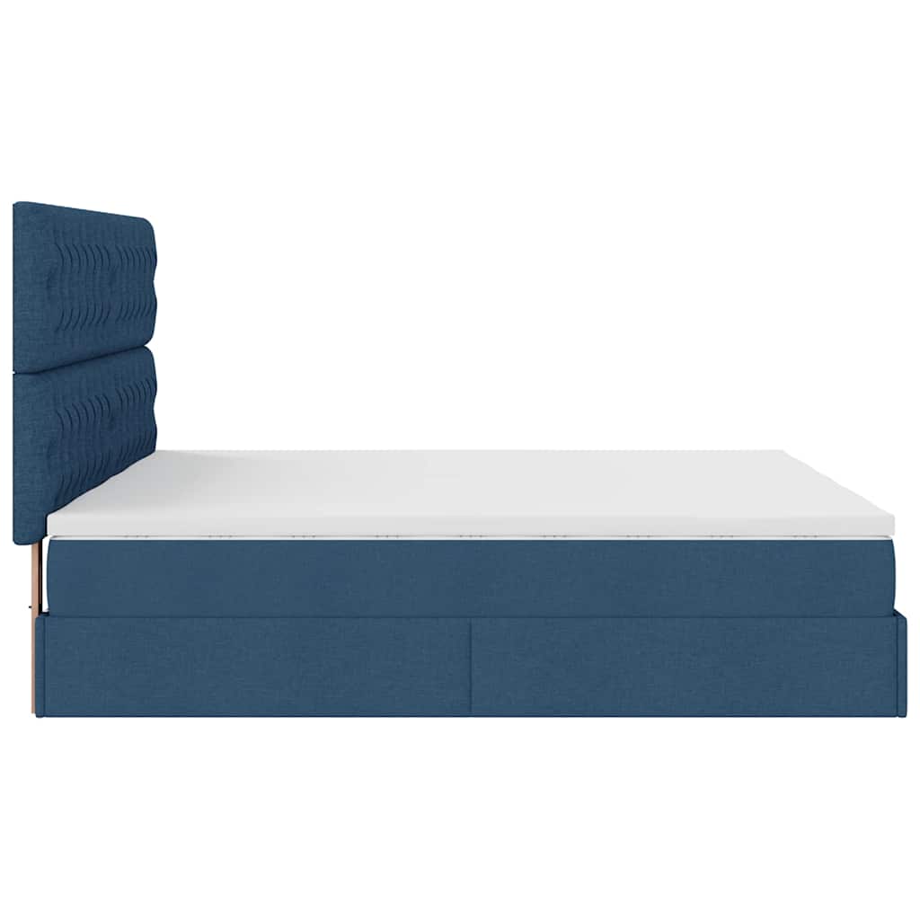 Ottoman krevet s madracima i LED diodama plavi 160x200 cm tkanina