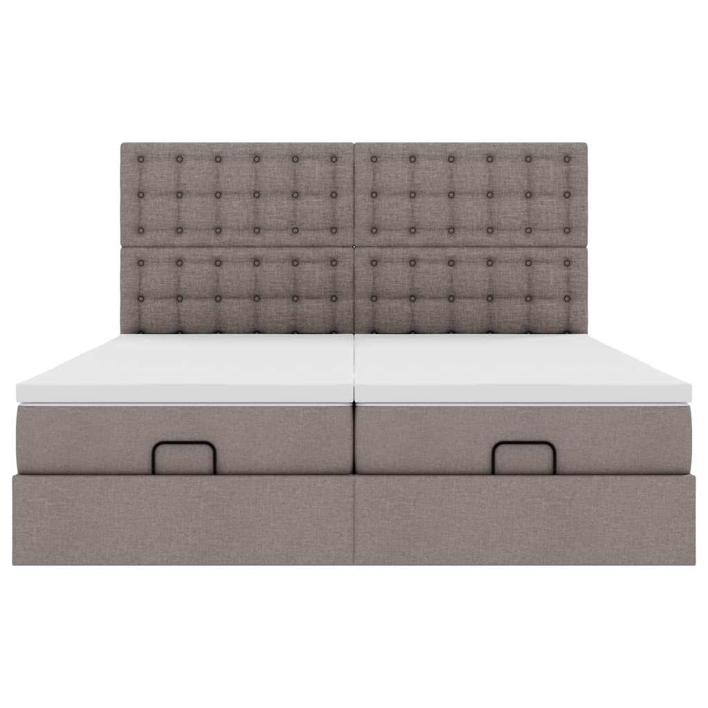 Ottoman krevet s madracima i LED diodama boje taupe 160x200 cm, tkanina