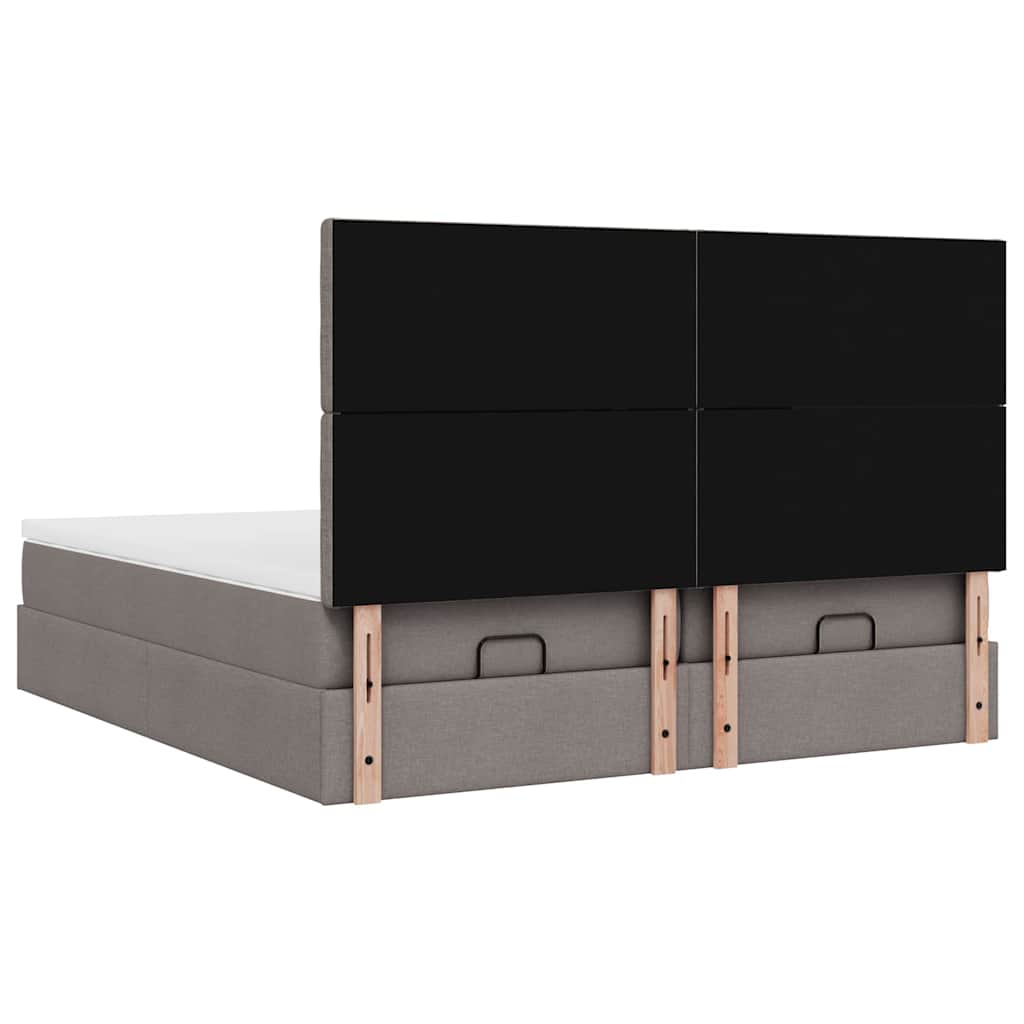 Ottoman krevet s madracima i LED diodama boje taupe 160x200 cm, tkanina