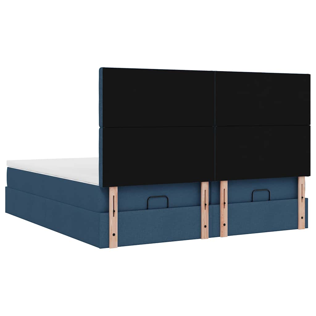 Ottoman krevet s madracima i LED diodama plavi 160x200 cm tkanina