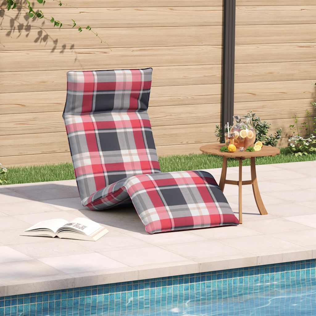 Sklopiva ležaljka za sunčanje s crvenim kariranim uzorkom 175x54x8,5 cm Oxford tkanina