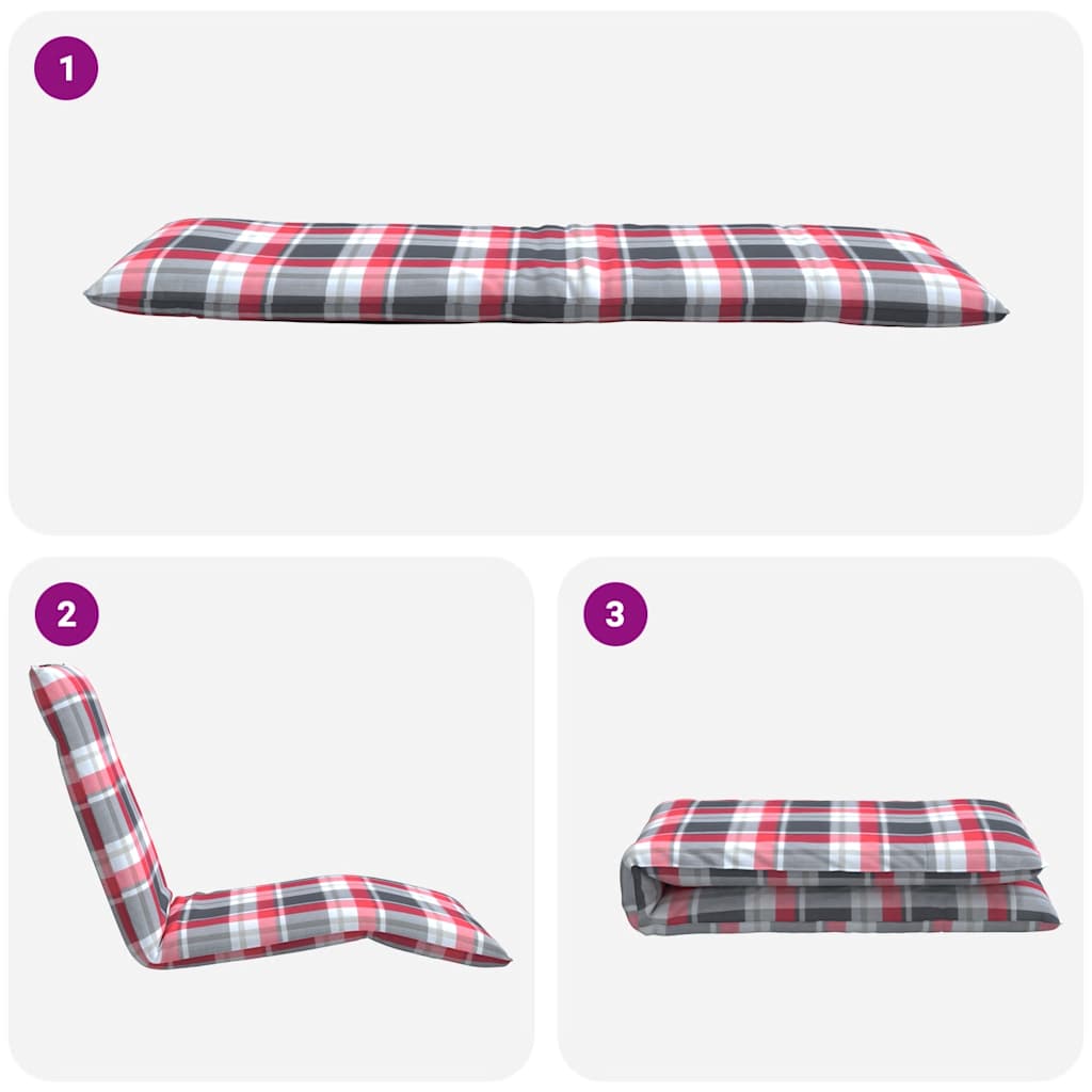 Sklopiva ležaljka za sunčanje s crvenim kariranim uzorkom 175x54x8,5 cm Oxford tkanina