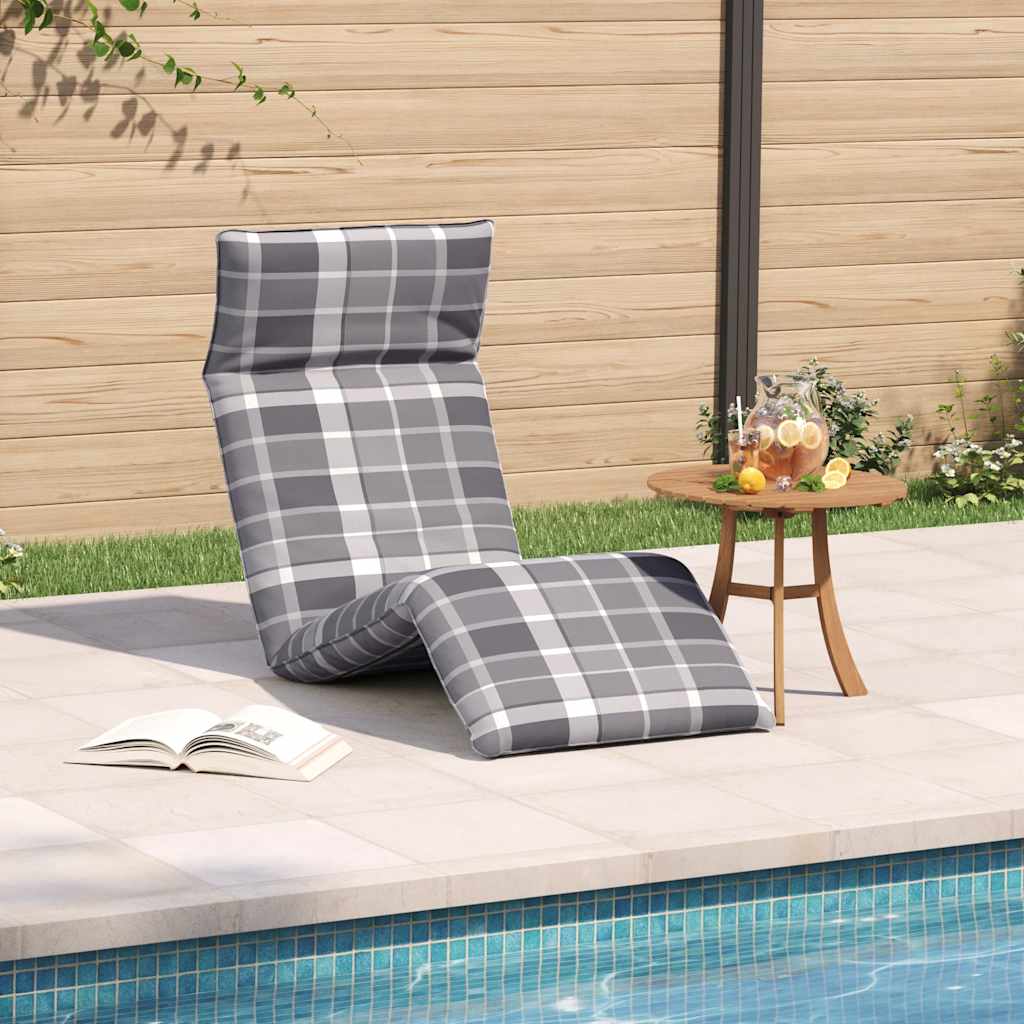 Sklopiva ležaljka za sunčanje siva s kariranim uzorkom 175x54x8,5 cm Oxford tkanina