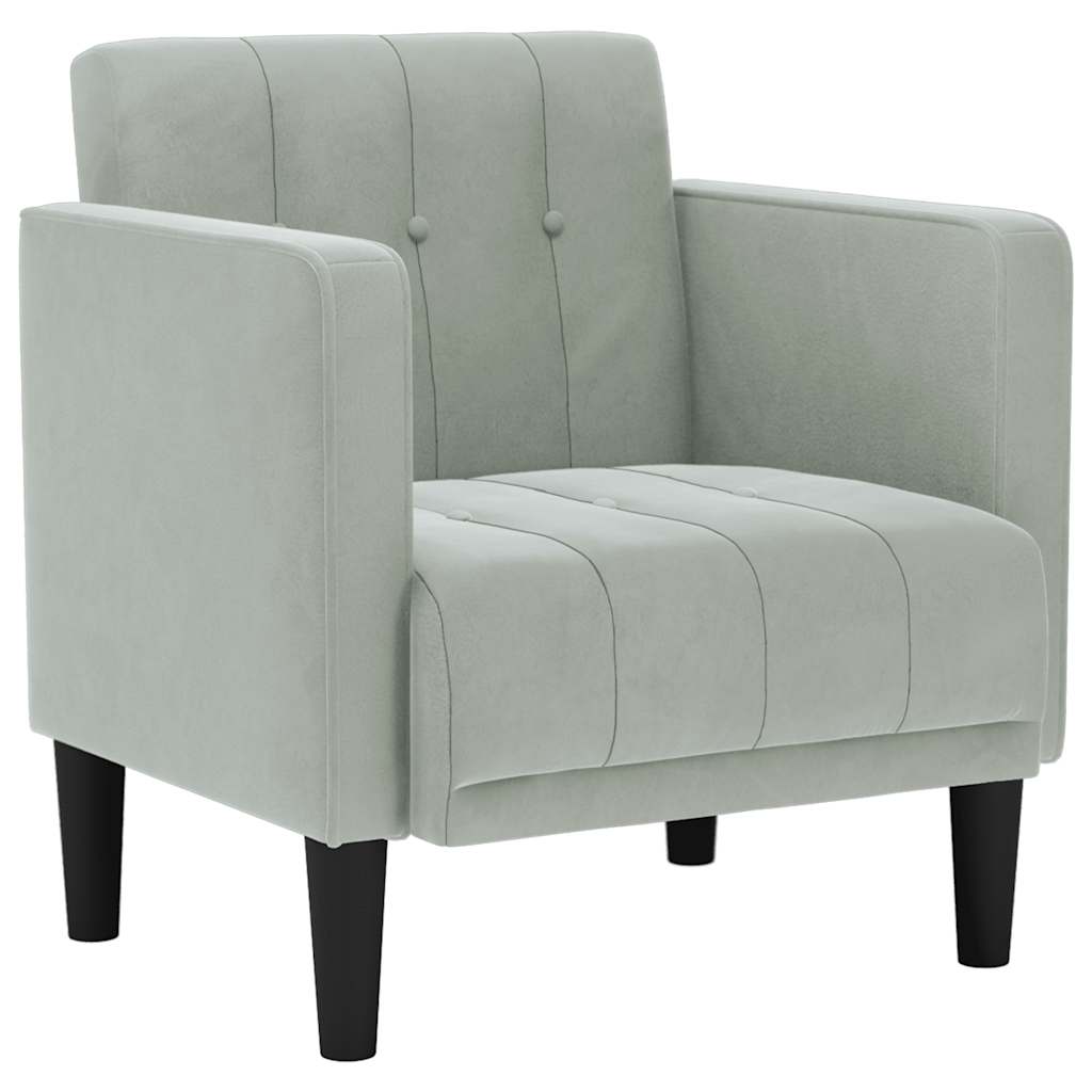 Sofa s naslonima za ruke svijetlosiva 53 cm baršunasta