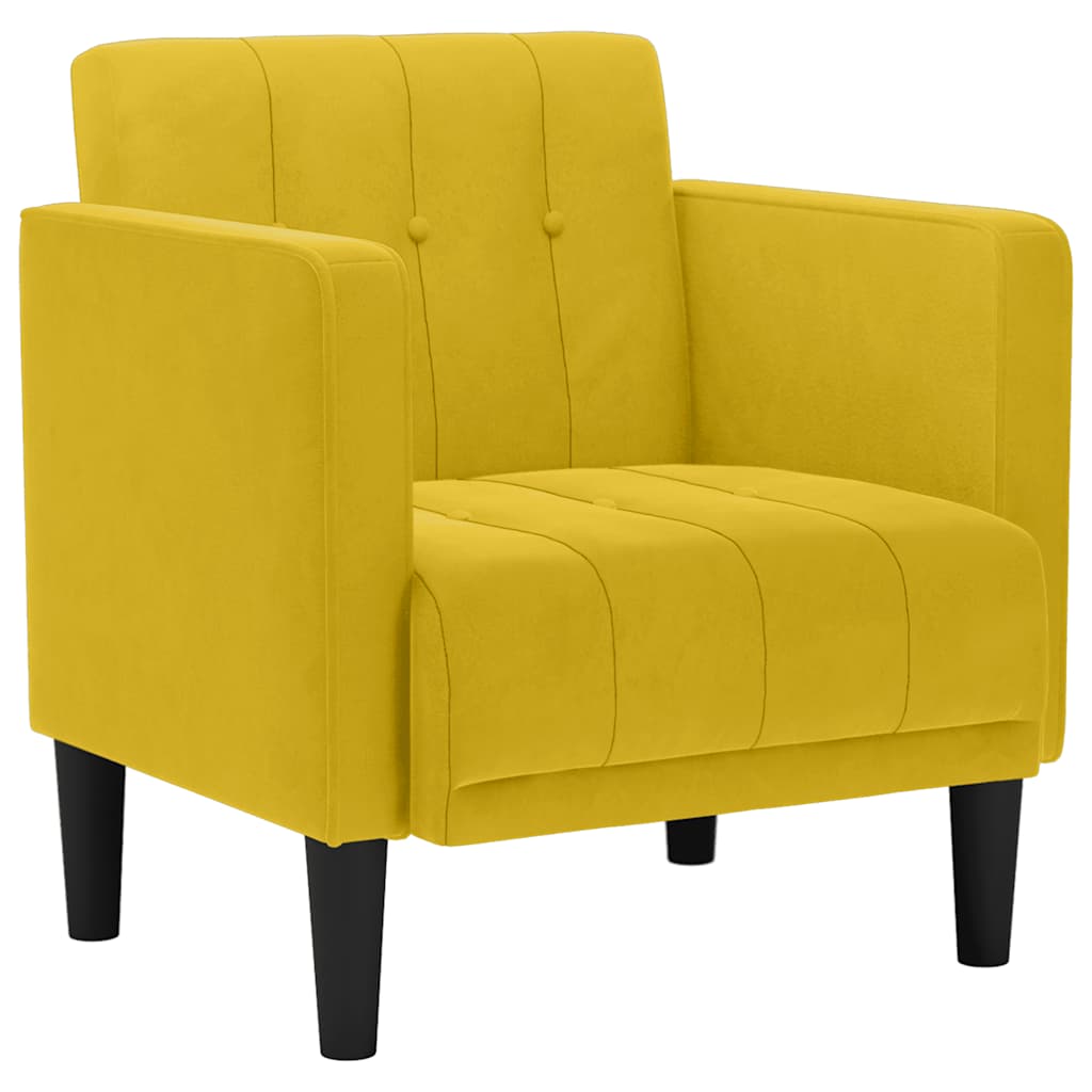Sofa fotelja s naslonima za ruke žuta 53 cm baršunasta