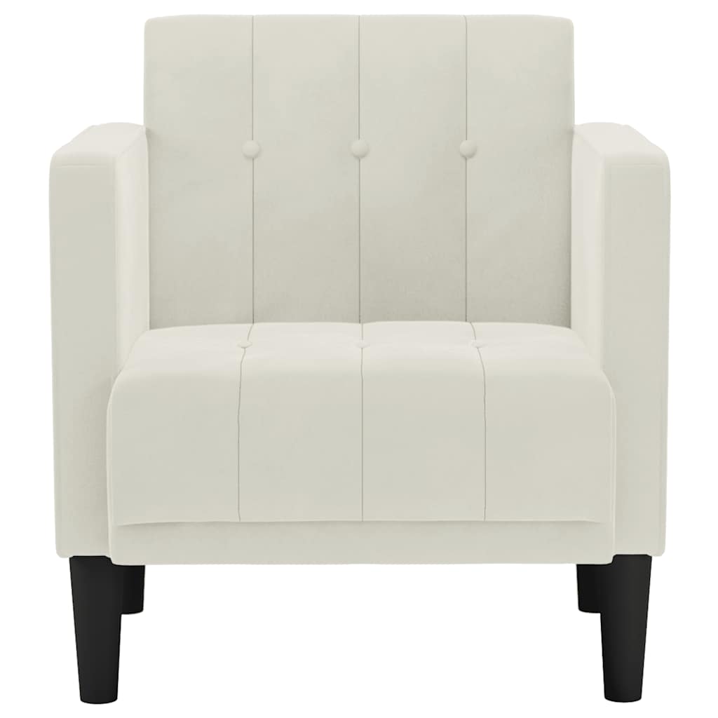 Sofa fotelja s naslonima za ruke krem boje 53 cm baršunasta