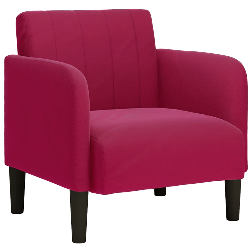 Sofa fotelja s naslonima za ruke vino crvena 54 cm baršun