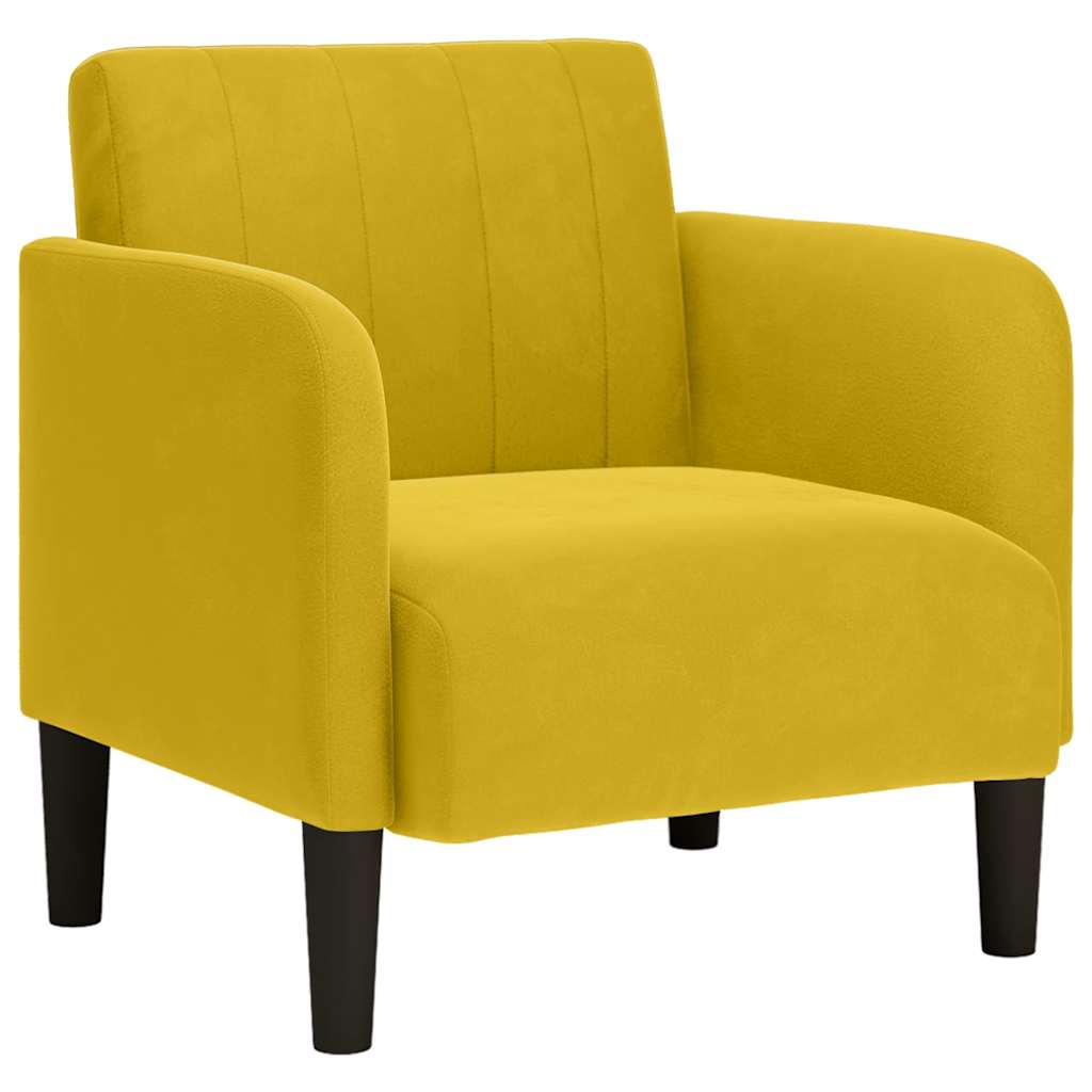Sofa fotelja s naslonima za ruke žuta 54 cm baršunasta