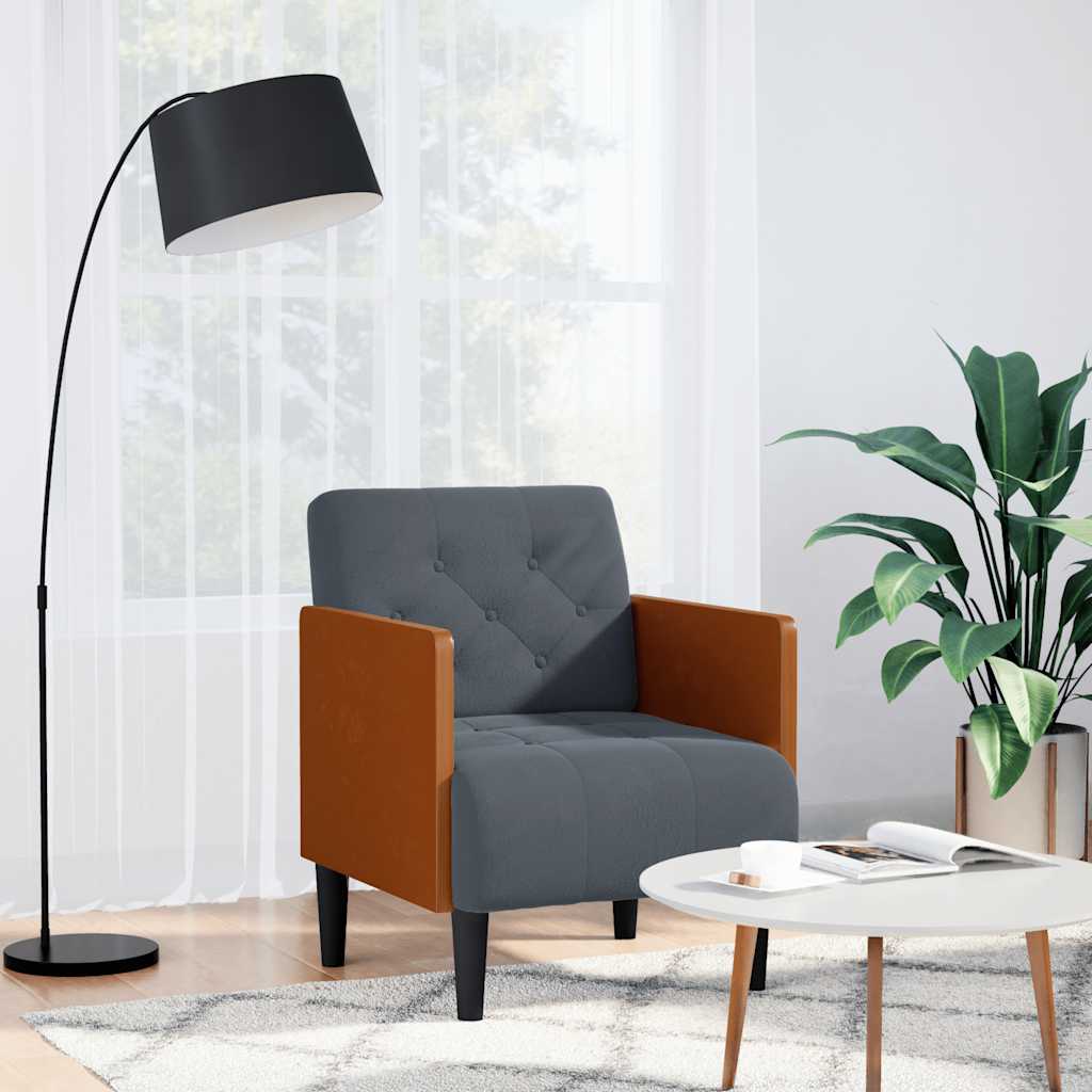 Sofa s naslonima za ruke tamno siva 55 cm baršunasta