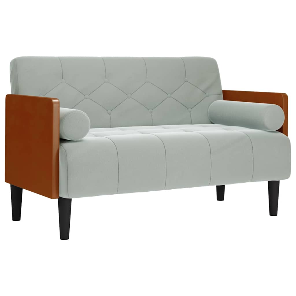 Dvosjed s jastucima, svijetlo sivi, 110 cm, baršun