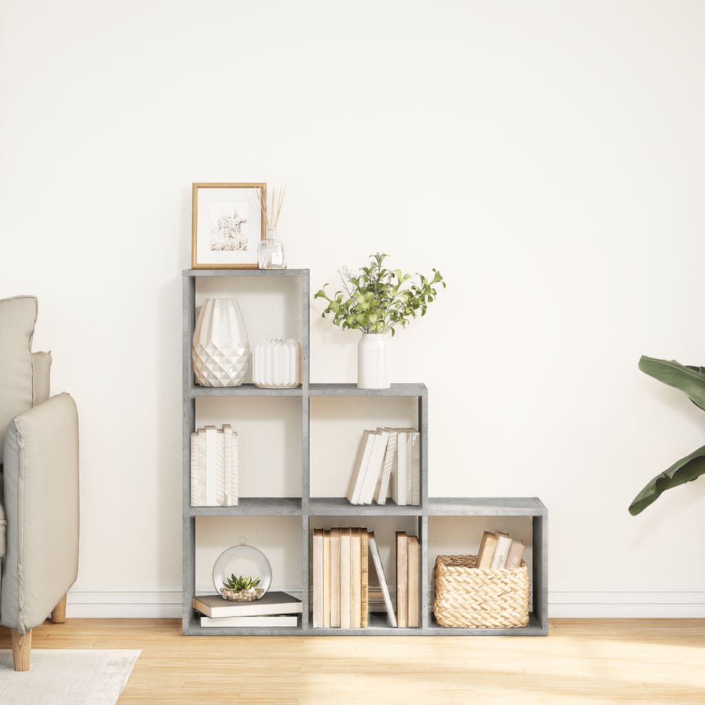 Pregrada / regal za knjige 3 razina sivi 99x29x99 cm drveni