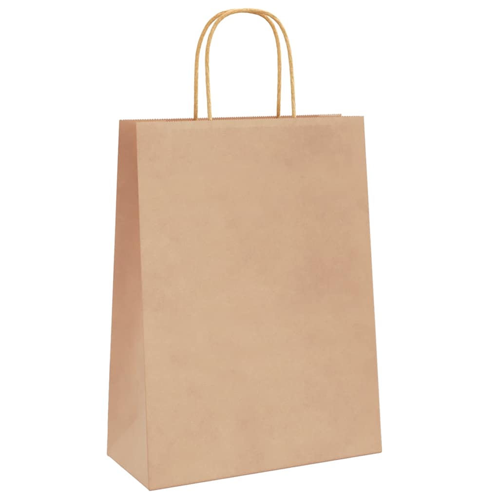 Papirnate vrećice 250 kom s ručkama smeđe 26x12x35 cm