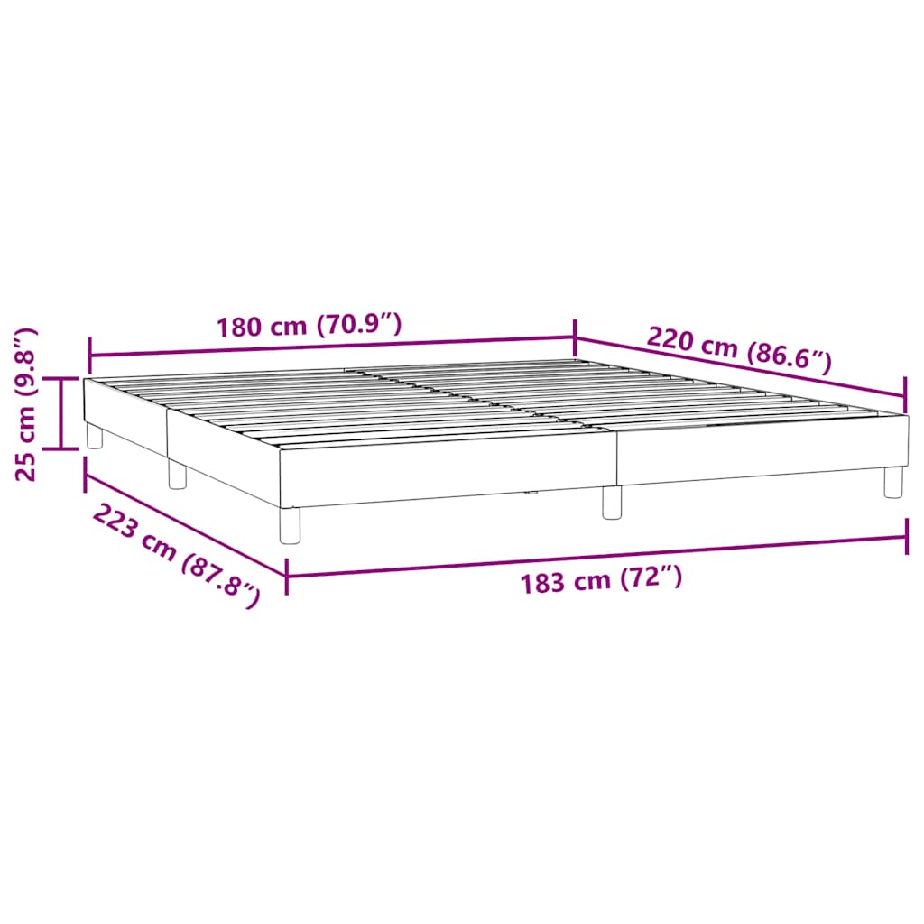 Krevet s boxspring oprugama bez madraca tamno sivi 180x220 cm baršun