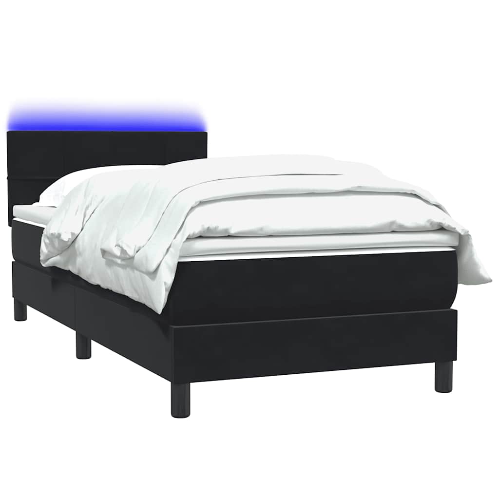 Box Spring krevet s madracem i LED crni 90x210 cm baršunasti