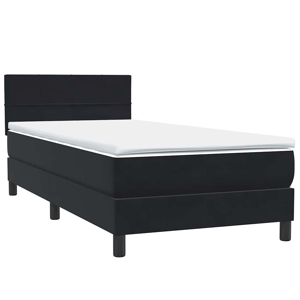 Box Spring krevet s madracem i LED crni 90x210 cm baršunasti