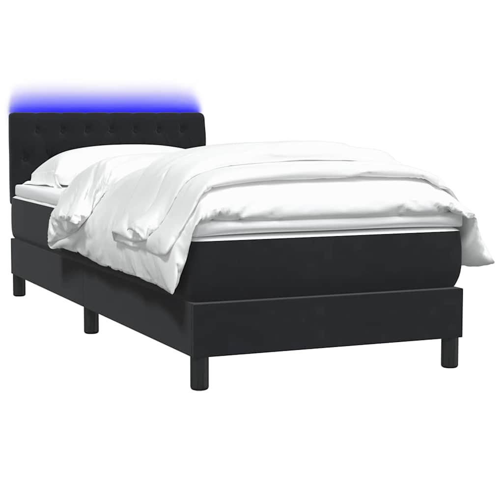 Box Spring krevet s madracem i LED crni 90x210 cm baršunasti